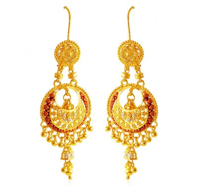 22K Tri Color Gold Earrings ( Long Earrings )