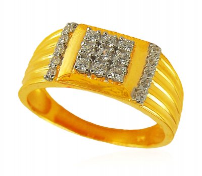 22K Mens CZ Stones Ring ( Mens Signity Rings )