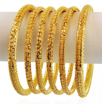 22k Designer Filigree Pipe Bangles ( Set of Bangles )