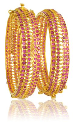 22Kt Gold Bangles with Ruby ( Precious Stone Bangles )