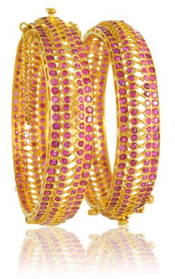 22Kt Gold Bangles with Ruby ( Precious Stone Bangles )