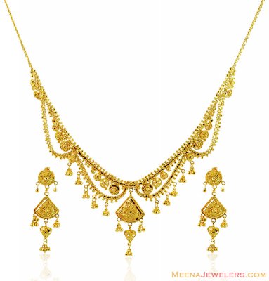 22k Gold Necklace Set  ( Light Sets )