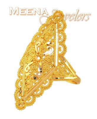 22Kt Ladies Ring with Filigree ( Ladies Gold Ring )