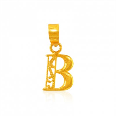 22Kt Gold Initial Pendant (B) ( Initial Pendants )