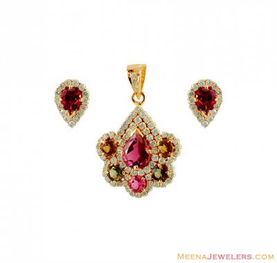 Diamond Pendnat Set 18K Gold ( Diamond Pendant Sets )