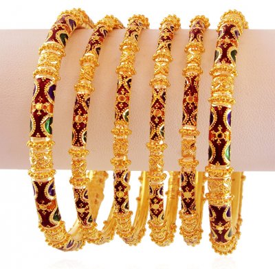 22k Designer Meenakari Kadas Only 2 pcs ( Set of Bangles )