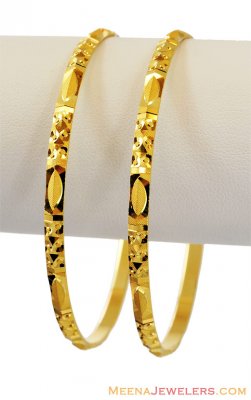 22K Gold Machine Bangles (pair) ( Gold Bangles )