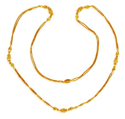 Long Gold Balls Chain (24 Inches) ( 22Kt Long Chains (Ladies) )