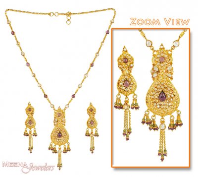 Antique Designer Gold Necklace Set ( Antique Necklace Sets )