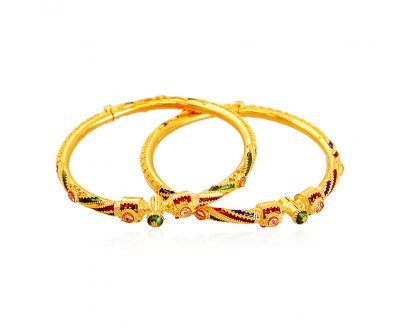 22K Gold Meenakari Bangles (2 Pcs) ( Baby Bangles )