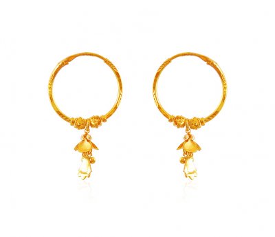 22K Gold Balls Hoop Earrings  ( Hoop Earrings )