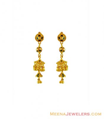 22K Fancy Meena Chandelier Earrings ( 22Kt Gold Fancy Earrings )