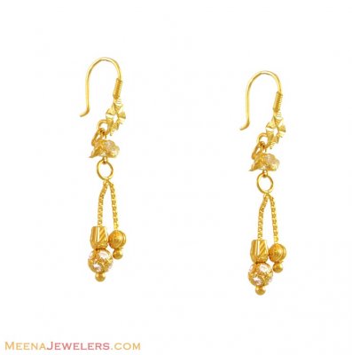 22k Fancy Fish Hook Earrings ( 22Kt Gold Fancy Earrings )