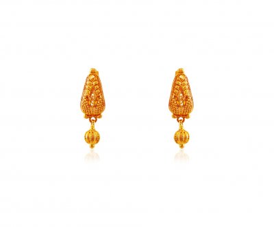 22K Filigree Earrings ( 22 Kt Gold Tops )