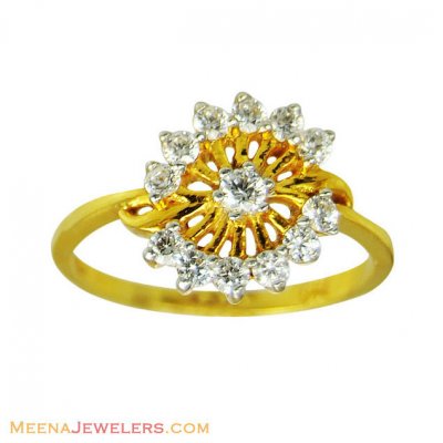 22K Gold Cz Ring ( Ladies Signity Rings )