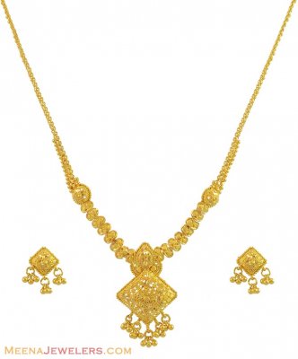 22K Gold Filigree Necklace Set ( Light Sets )