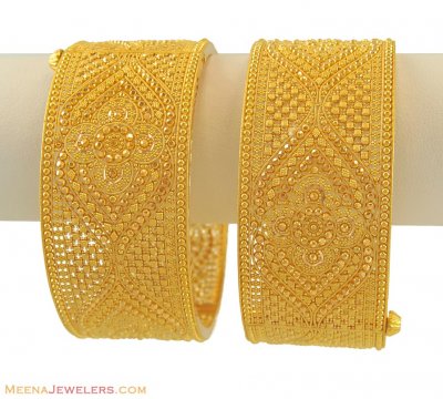 22K Gold Wide Bangles ( Kadas )