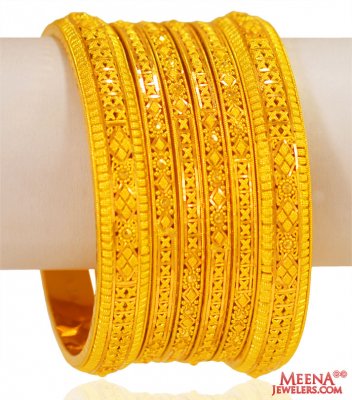 22 Kt Gold Bangles (Set of 6)  ( Set of Bangles )