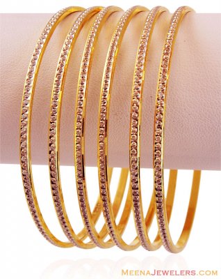 22k Gold Lazer Bangle (6PC) ( Two Tone Bangles )