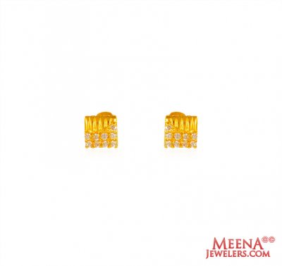 22K Gold Square Signity Earrings ( Signity Earrings )