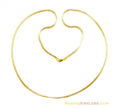 22K Mens Designer 2 Tone Flat Chain ( Men`s Gold Chains )