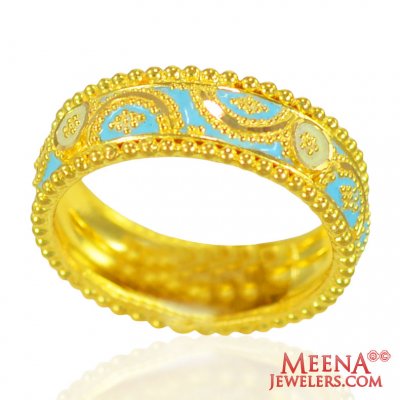 22kt Gold Meenakari Band For Ladies ( Ladies Gold Ring )