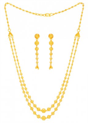 22 Karat Gold Layered Necklace Set ( 22 Kt Gold Sets )
