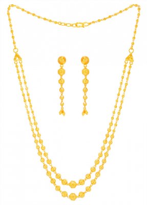 22 Karat Gold Layered Necklace Set ( 22 Kt Gold Sets )