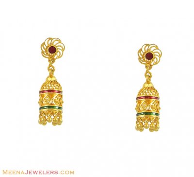 22K Meenakari Chandeliers  ( 22Kt Gold Fancy Earrings )