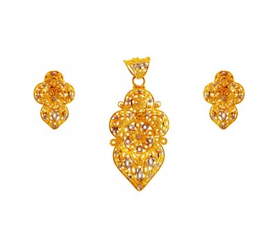 Two Tone Gold Pendant Set ( Gold Pendant Sets )