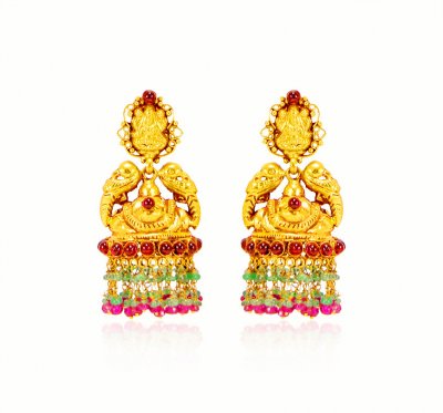 22 kt Gold Jumki Earrings ( Precious Stone Earrings )