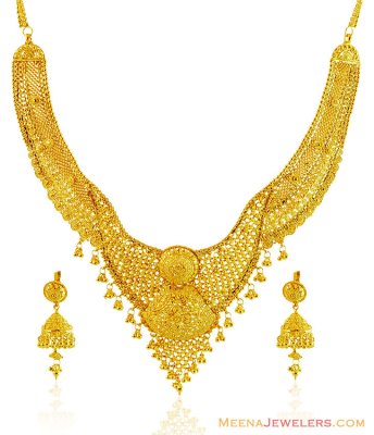 22k Gold Traditional Necklace Set ( 22 Kt Gold Sets )