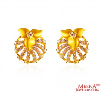 22K Gold CZ Tops ( Signity Earrings )