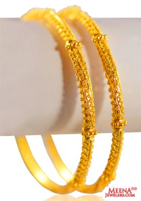 22 KT Gold Filigree Bangles (2 PC ) ( Gold Bangles )