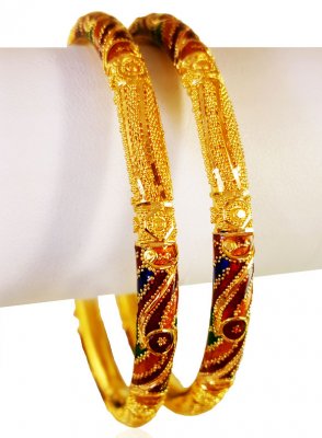 22Kt Gold Meenakari Bangle Set ( Set of Bangles )