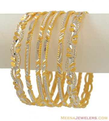 22K Two Tone Bangle Set ( Set of Bangles )