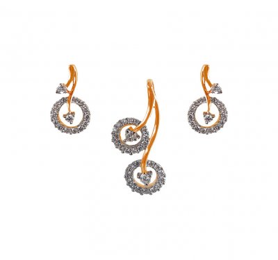 18K Rose Gold Diamond Pendant Set ( Diamond Pendant Sets )