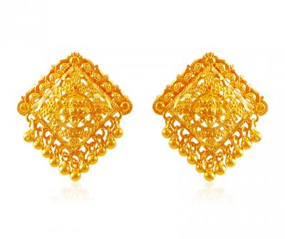 22K Gold Filigree Earrings ( 22 Kt Gold Tops )