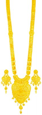 Gold Long Necklace Earring Set ( 22 Kt Gold Sets )