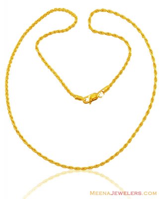 22k Gold Rope Chain (16 Inch) ( Plain Gold Chains )