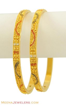 22K Gold Multicolor Bangles ( Gold Bangles )