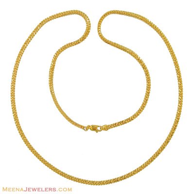 22K Gold Foxtail Chain (24 Inch) - ChMs8721 - 22Kt Gold mens Foxtail ...