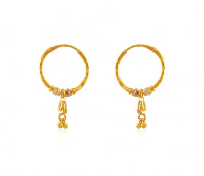 22k Two Tone Hoop Earrings ( Hoop Earrings )