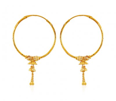 Gold Two Tone Hoop Earrings ( Hoop Earrings )