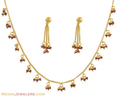 22K Necklace Set (with hangings) ( Light Sets )