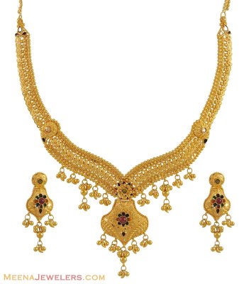 Indian Gold Necklace Set ( 22 Kt Gold Sets )