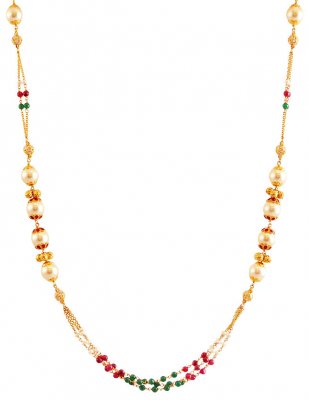 Beautiful 22K Gold Pearls Chain ( 22Kt Gold Fancy Chains )