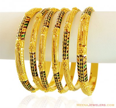 Designer Meenakari Gold Bangles Set ( Set of Bangles )