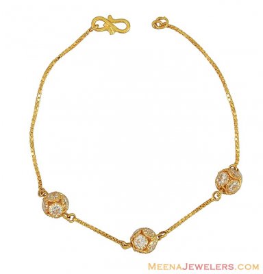 Gold Bracelet with CZ balls ( Ladies Bracelets )