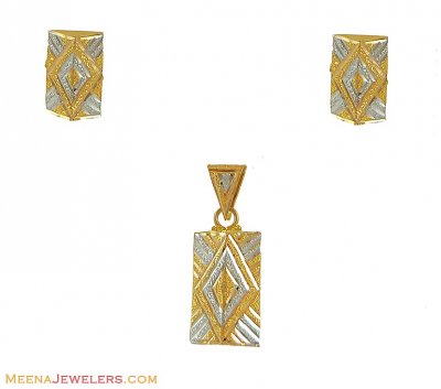 Two Tone Pendant Set (22 Karat) ( Fancy Pendant Set )